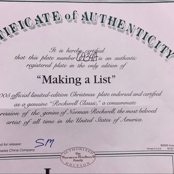 Norman Rockwell Making a List Christmas plate - Picture 9 of 9